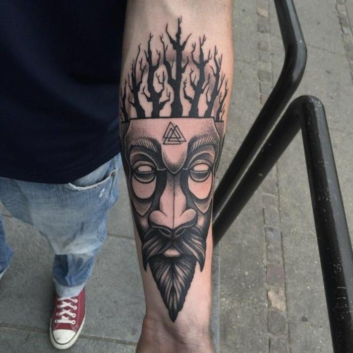 Süper dövme sembolü özgürlük dövmesi harika fikir dövmesi viking kafası ve üçgen sembolü
