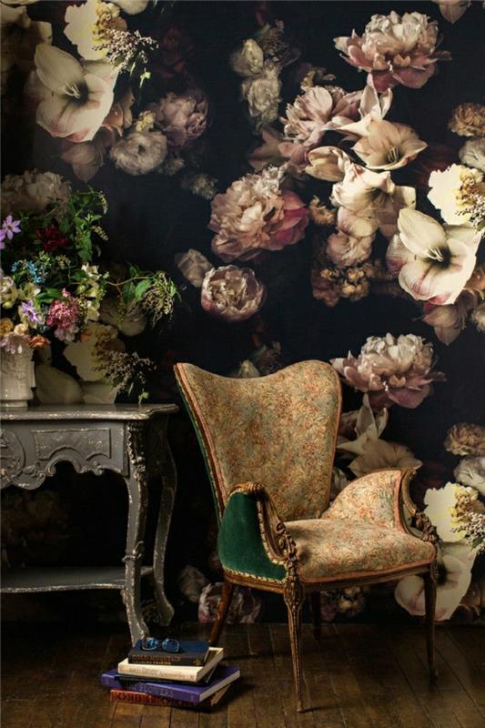duvar-dekorasyon-fikirler-tasarımcı-lonca-duvar kağıdı-çiçek-fikir-vintage