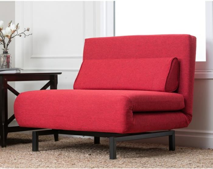 kırmızı-çevrilebilir-kanepe-koltuk-yatağa-dönüşüm-ile-iç mekan-için-fikirler