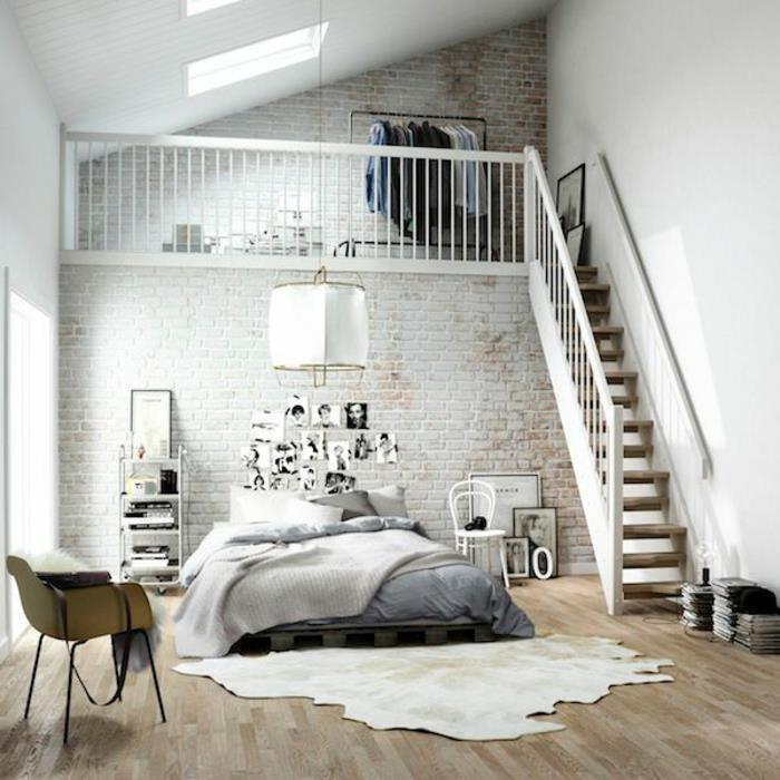 ideal-deco-master-miegamasis-smėlio spalvos parketas-grindys-plytų siena-deco-master-miegamasis