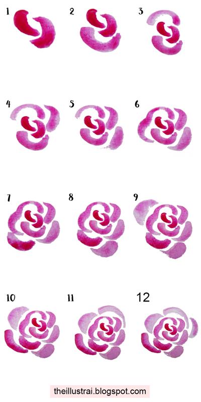 Disegni facili e belli, disegno di una rosa, disegnare un fiore başına öğretici, fiore con petali viola