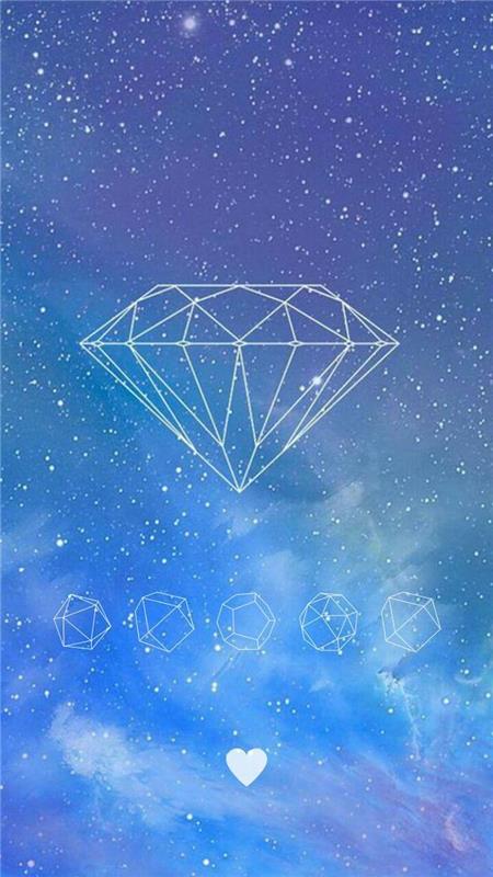 Effetti fotoğraf stili tumblr, sfondo colore azzurro, disegno di un diamante