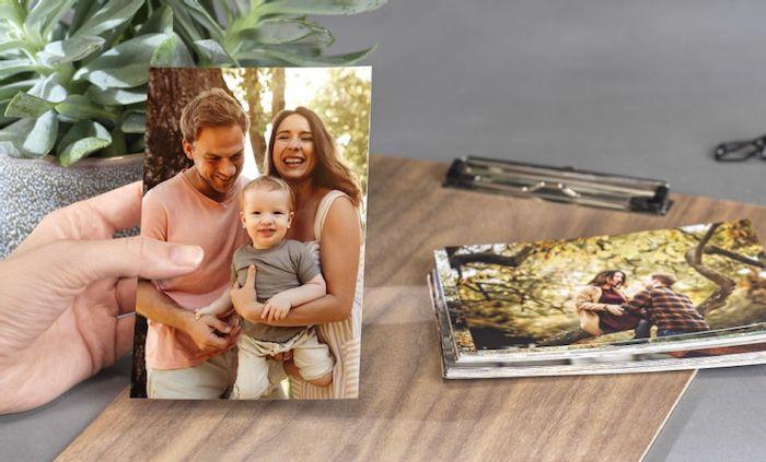 šeimos nuotraukų spausdinimo serija nuotraukų ant medinio failo žalias augalas kaip apdaila