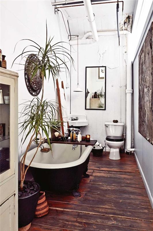 Vintage küvet banyo fikirleri, banyo duvarı için boya ve raflar, yüksek avuç içi