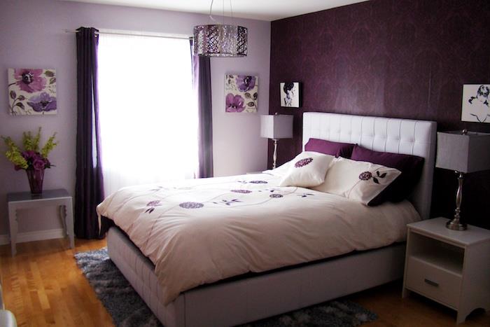 mor bir yatak odası nasıl dekore edilir