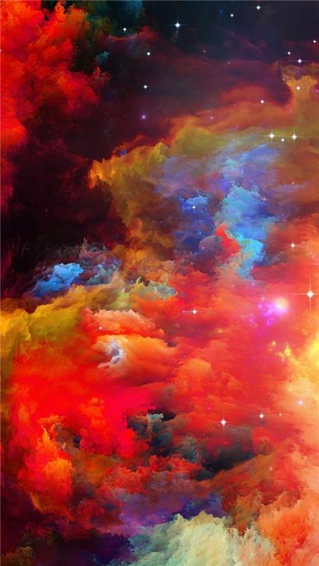 renkli bulutlar, doğa iphone duvar kağıdı, bir sürü yıldız, kırmızı bulutlar