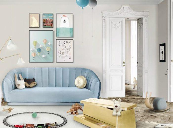 İlham veren çocuk oyun odası saklama dolabı oyuncak güzel iç açık mavi kanepe kutusu oyuncaklar için peluş köpek