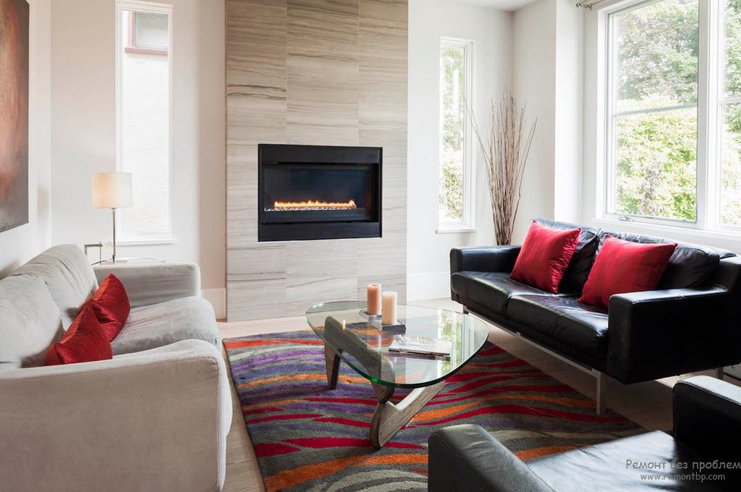 Muebles en el interior de una sala de estar moderna.