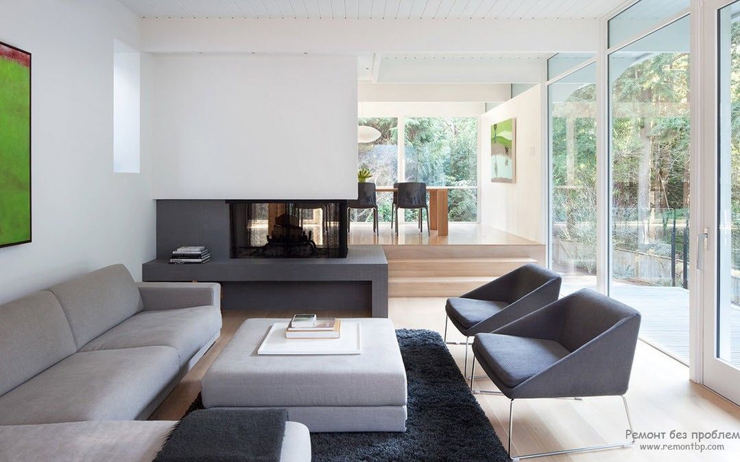 El concepto de minimalismo en el interior de una sala de estar moderna.