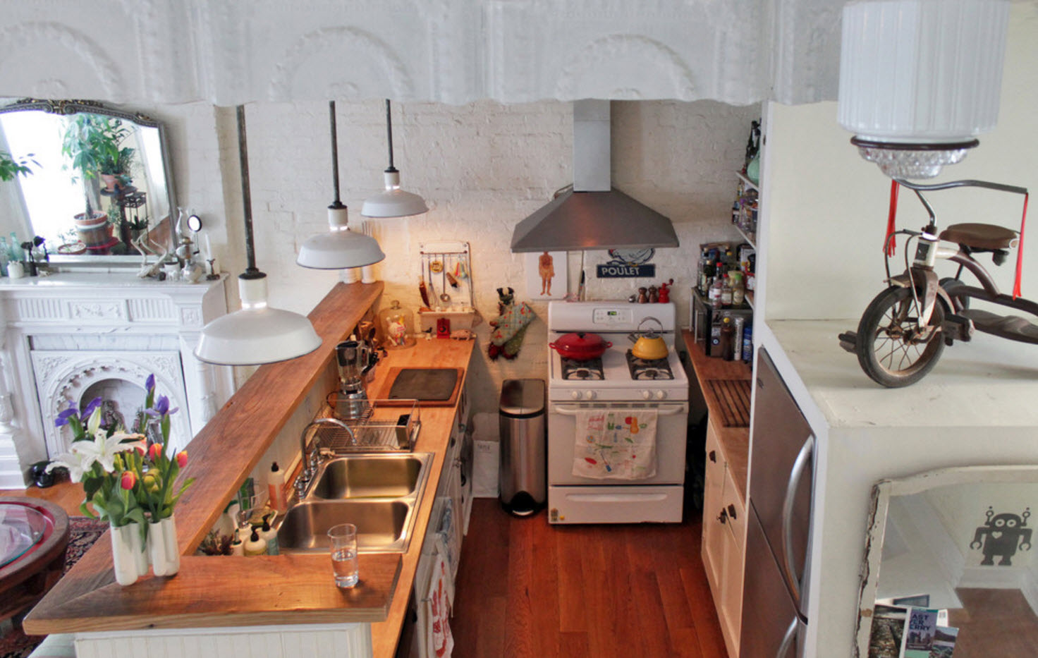 Cucina con bancone bar - vista dall'alto