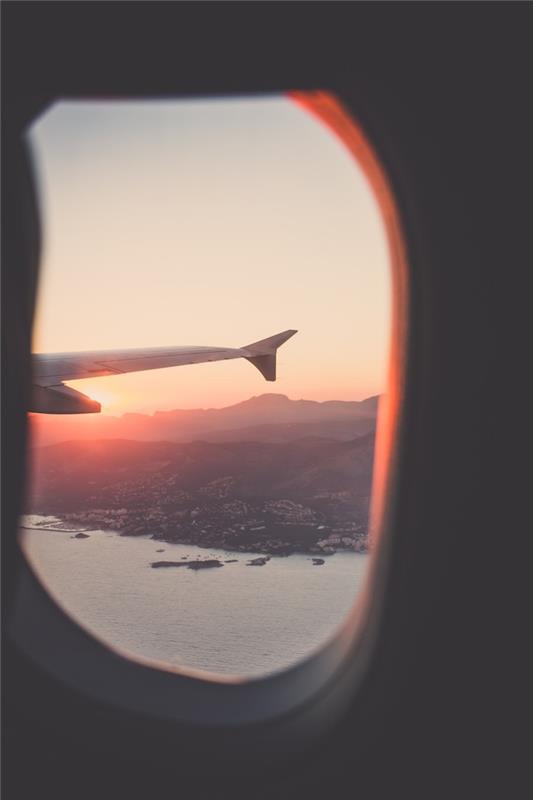 pencereden bakmak, uçak kanadı, günbatımı gökyüzü, iphone duvar kağıdı tumblr, dağ adası manzarası