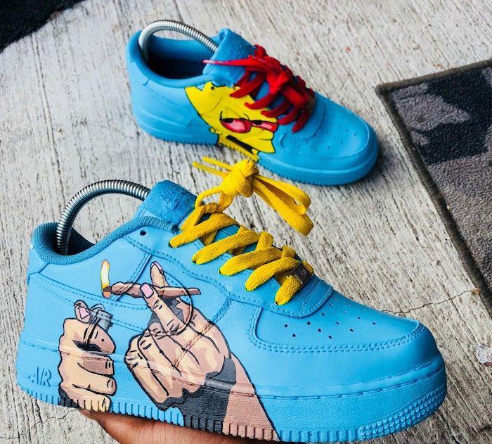 Modra nike air z vezalkami Jaynes, zasnovana tako, da brez težav prilagodi košarko, ročna dejavnost Converse po meri