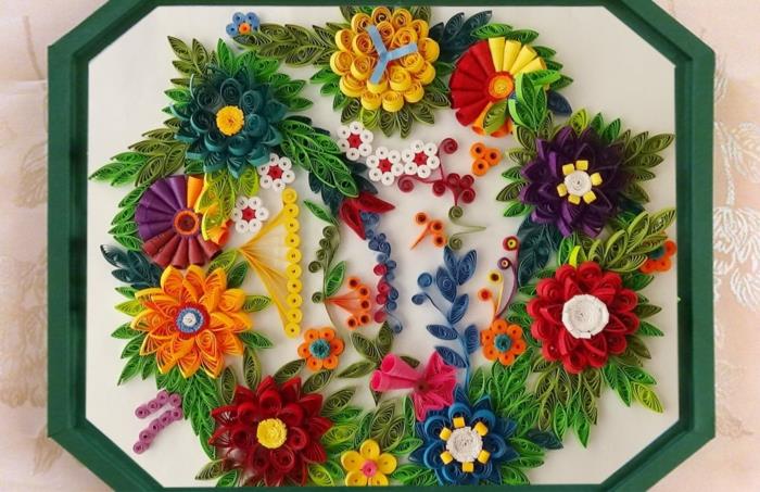 Quilling kağıttan quilling, çerçeveli sanatsal panel, çeşitli çiçekler ve çiçek desenleri yapmayı öğrenin