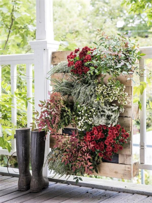 enostavna vadnica za izdelavo rastlinske stene na paleti za okrasitev vrta, balkona ali verande, enostavna izdelava lepega vrtnega okrasja z majhnim proračunom