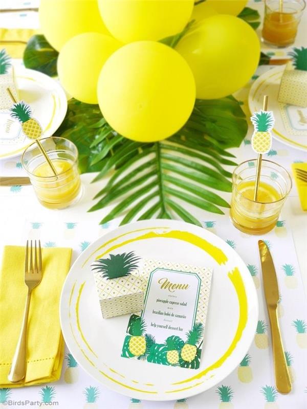 DIY okraski za rojstni dan, da si naredite preprosto diy rumene balone ananas tema