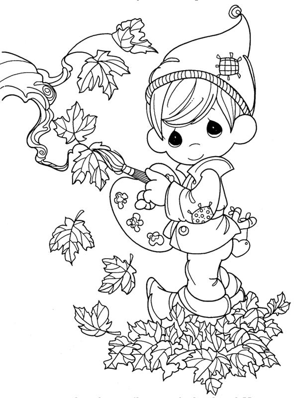 žaidimas elfas berniukas skrybėlė tapyba menas kūrybinė veikla vaiko rudens dažymas džiovinti lapai širdies teptukas