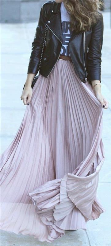 gana ilgas klostuotas sijonas-blyškiai rožinė-mados tendencijos-ilgas sijonas-šviesiai rožinis