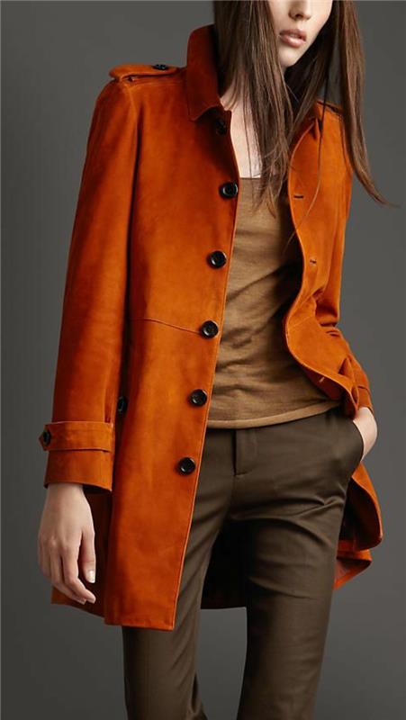 modern-kız-kahverengi-pantolon-tatlı-turuncu-camaieu-palto