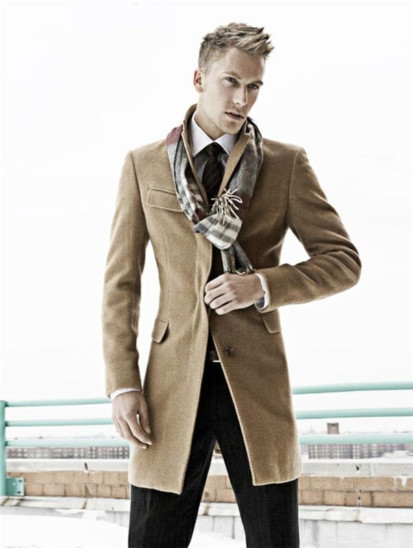 modern-sarışın-erkekler için güzel-erkek-bej renkli-deve-ceket