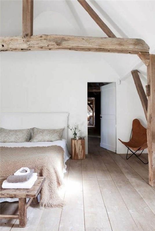 lepa spalnica-leseni-žarek-hrastov-žarek-v-moderni spalnici