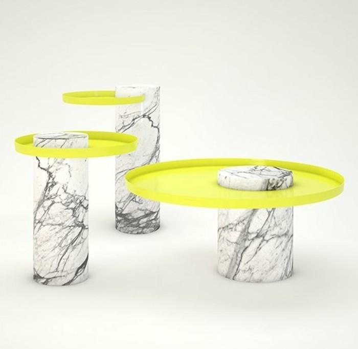 gražus kavos staliukas balto marmuro su geltonu viršumi, kaip išsirinkti dizaino dizaino kavos staliuką