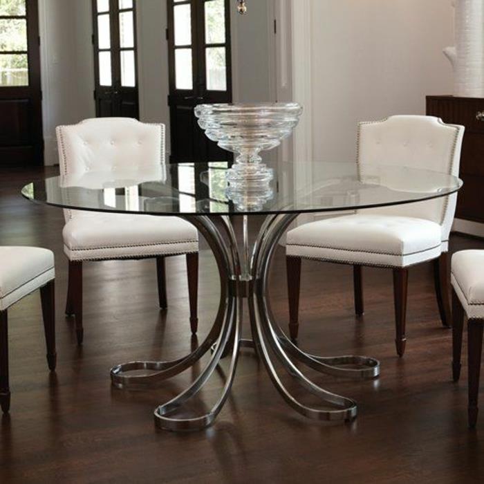 lepa okrogla steklena miza za kuhinjo, steklena miza, kuhinjski stoli