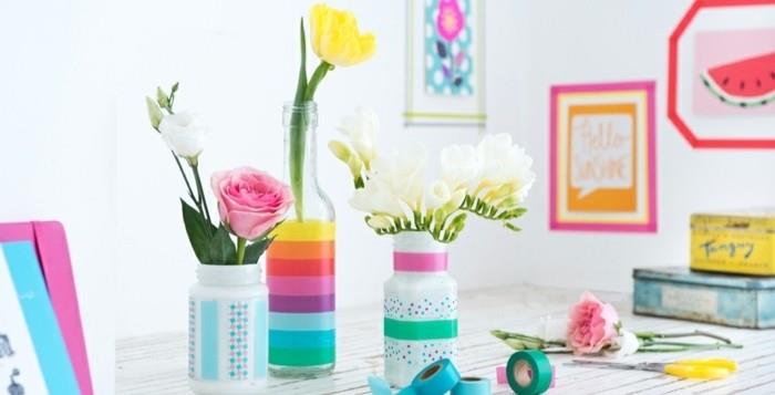 gražios-nestandartinės-gėlių-vazos-idėja-ką daryti su lipnia juosta-labai estetiška-idėja-elegantiškam dekorui