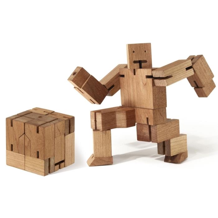 inteligentna lesena puzzle igrača Cubebot z različnimi položaji, nenavadno darilo za človeka, ki je ohranil otroško dušo,