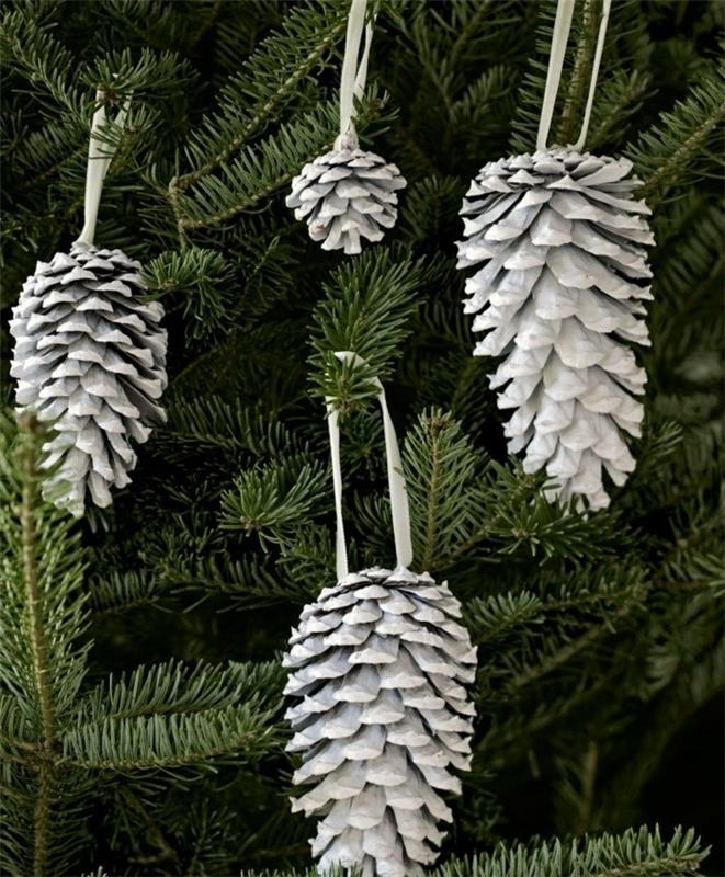 igrače-za-vaše-božično drevo-beljeni-borovi-storži-božični okraski-za-izdelavo