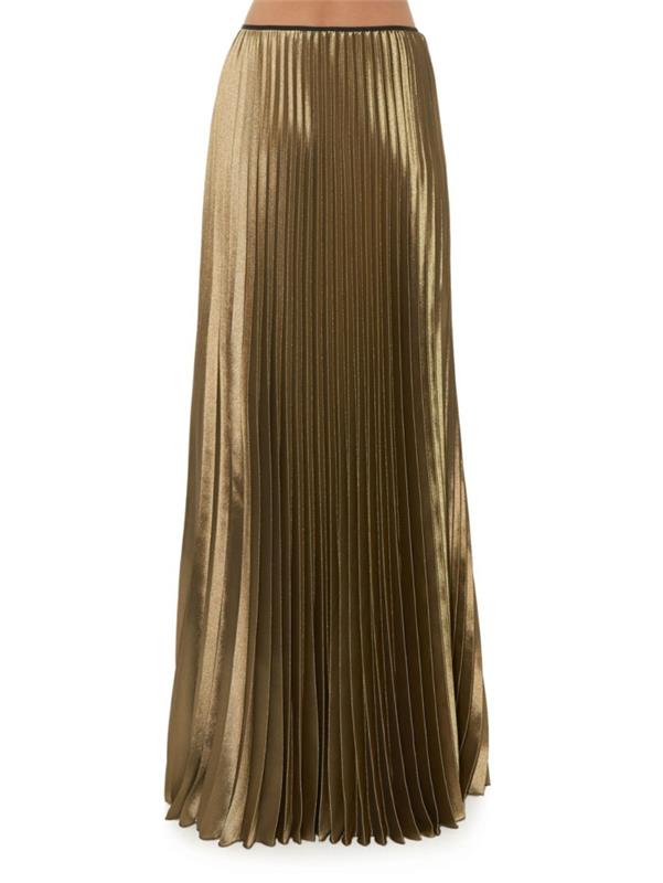 aukso klostuotas sijonas-modernaus moters drabuziai-modernaus moters plisuota sijonas