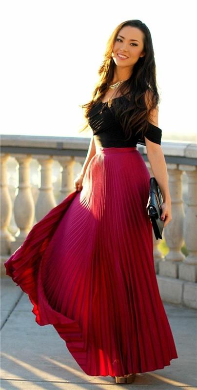 plisuotas sijonas-raudona-moderni-moteris-mados tendencijos-2016 m