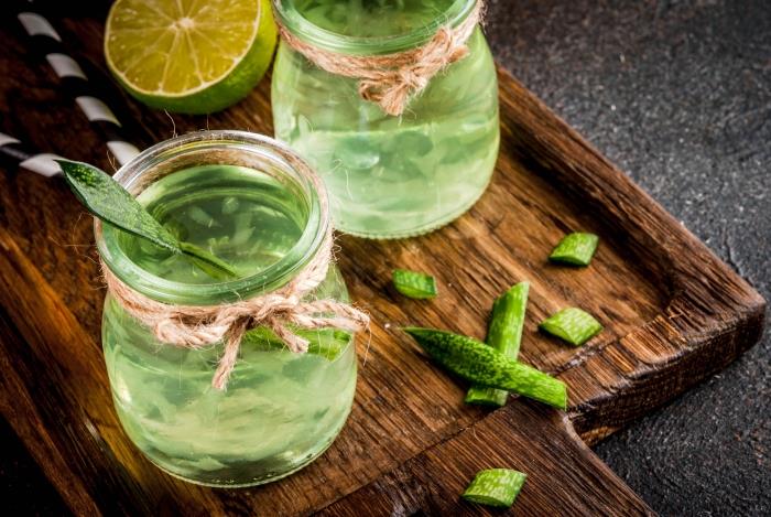aloe vera suyu hazırlama tarifi içecek tıbbi bitki dilimleri limon kavanozu