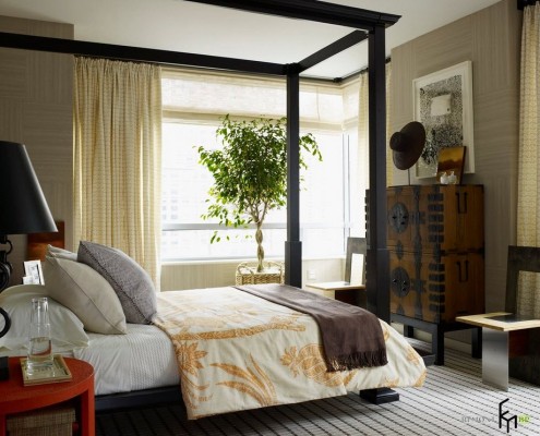 Quarto com plantas vivas