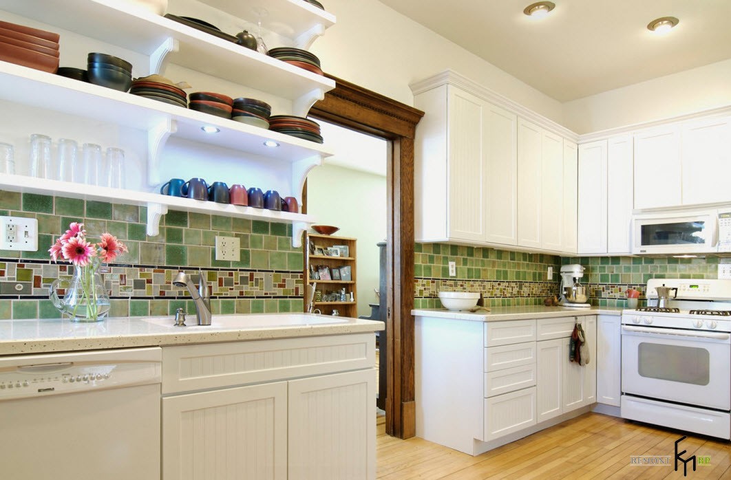 Azulejos de mosaico en la cocina.