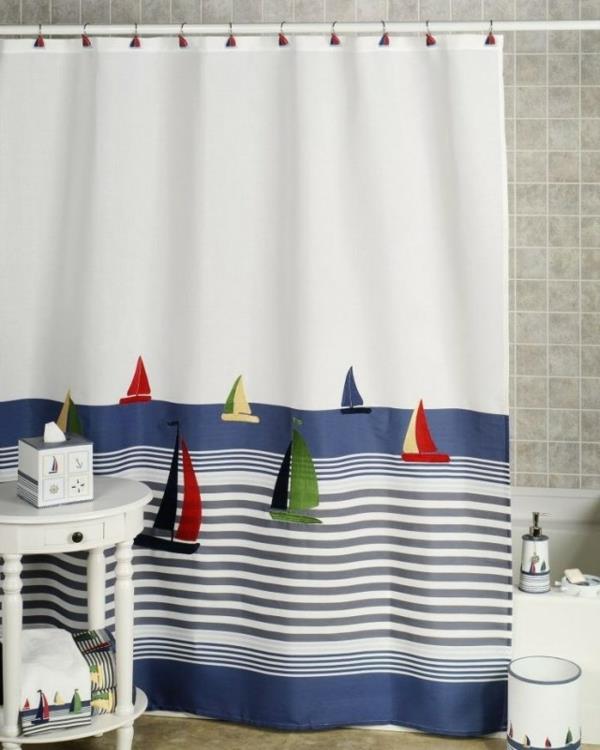 banyo-dekorasyon-fikirler-deniz-tarzı-duş-perde-yelkenliler