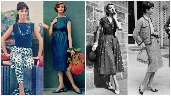 Kolaž s slogom 50 -ih, kako se obleči v 50 -ih, obleka 50 -ih, biti elegantna ženska