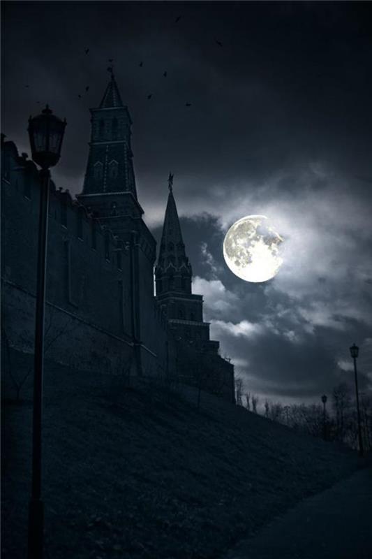 pilno mėnulio siluetas-didingas nakties peizažas