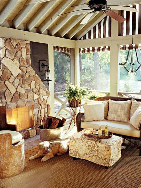 najlepša-veranda-s-stropom-ventilator-kamen-kamin-velika okna