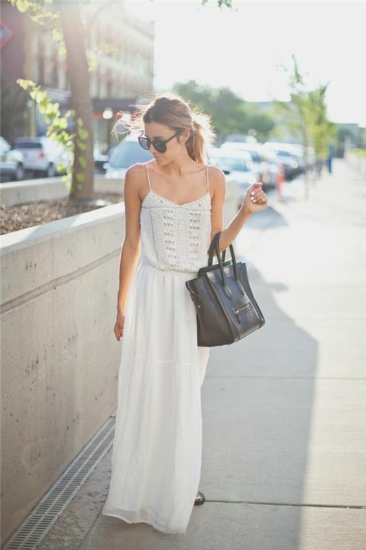 dolga poletna obleka poceni bela poletna dolga obleka na ulici