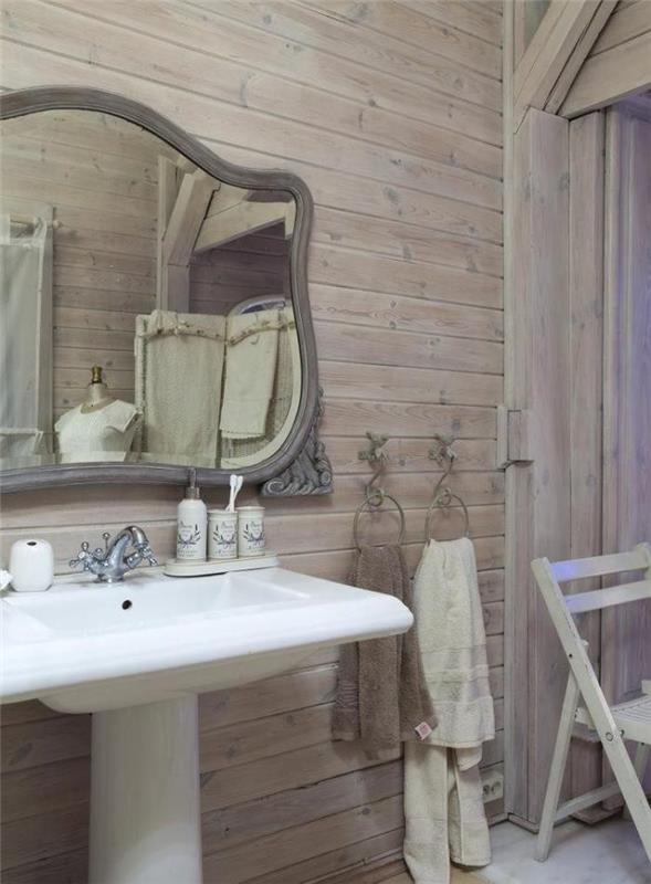 balintos medienos sienos-dailylentės-šalies prašmatnaus stiliaus vonios kambarys