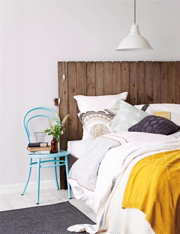 pastel boya ile sandalye nasıl yenilenir, palet yapımı kolay başlık, yatak odası dekorasyonu