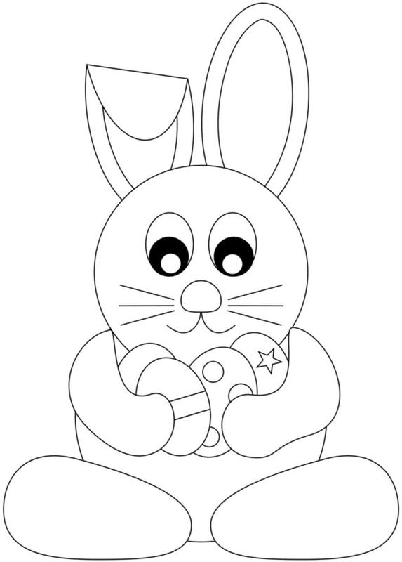 küçükler için kolay boyama tavşanı boyama şablonu, yazdırmak için basit küçük tavşan ile Paskalya çizim fikri