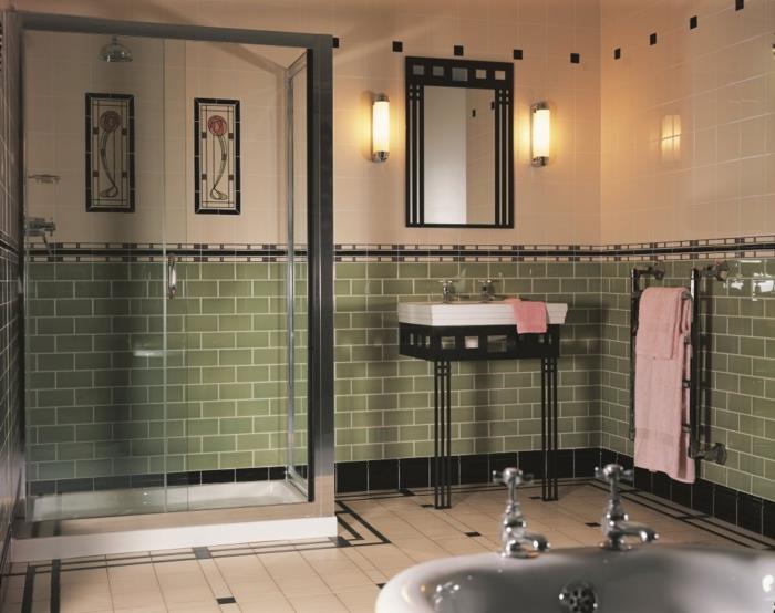 plytelių klojimas-vonios kambarys-grožis-ir-zen-komfortas-senovinis-retro-vonios kambarys-žalias plytelės