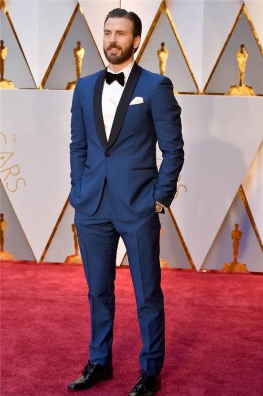2017 Oscar'ları, büyük etkinlik, erkek takım elbise, hugo boss takım elbise, erkek takım elbise ceketi, kraliyet mavisi kıyafet modelli oyuncu, moda trendi