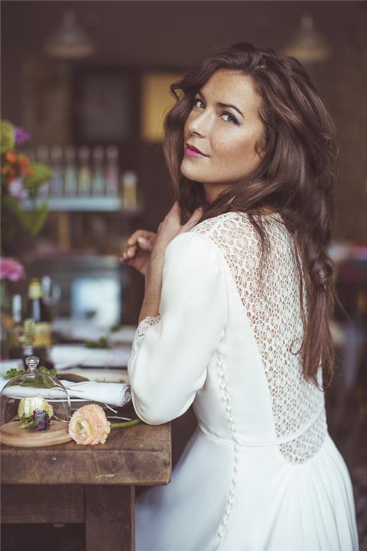 Ideja o tem, kako sprejeti belo boemsko obleko Poletna obleka Ideja Bohemska elegantna poročna obleka Obleka z dolgimi rokavi