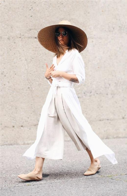 Bela ženska kavbojka, kako kombinirati idejno kombinacijo oblačil z belimi hlačami