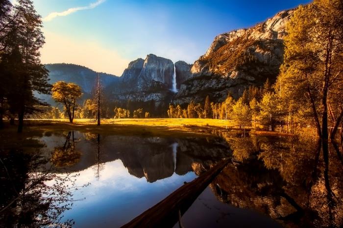 veliki slapovi, pokrajina parka Yosemite ob prihodu jeseni