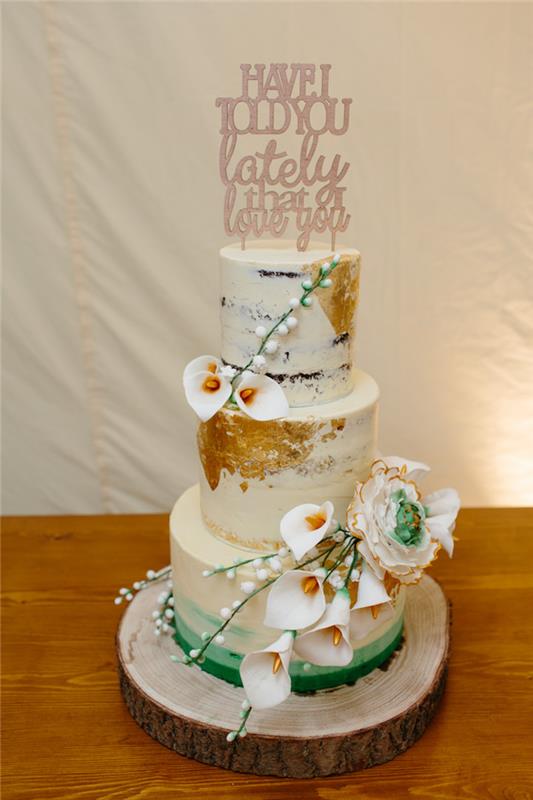 Idėjos vestuvės, vestuvinis tortas, prabangus vestuvių tortas, gėlės dekoravimui