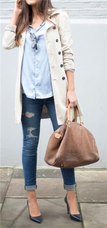 obleka-casual-chic-cool-style-sprejme-chic-obleke-vsak dan-ženske-idea-jakna-jeans-majica