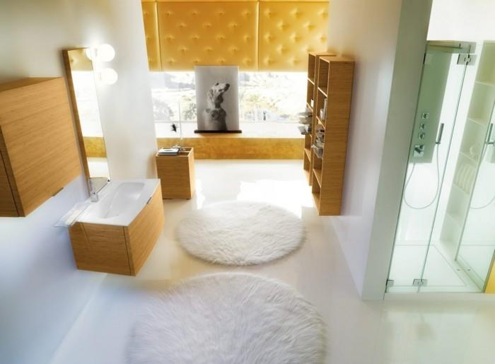 apvalus vonios kambario rankšluostis-vėsus baltas kilimas